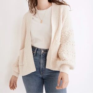 Madewell Bobble Sleeve  Open Front Cardigan Sweater